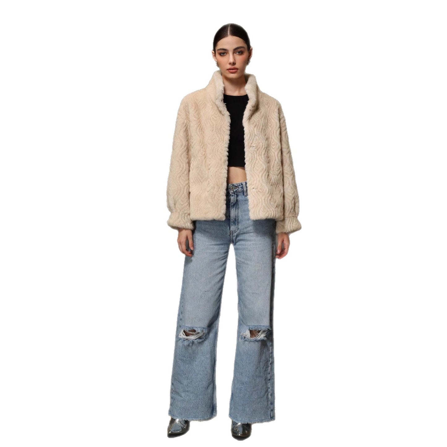 High Neck Long Sleeved Thick Coat
