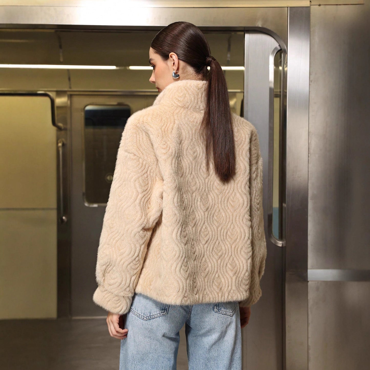 High Neck Long Sleeved Thick Coat