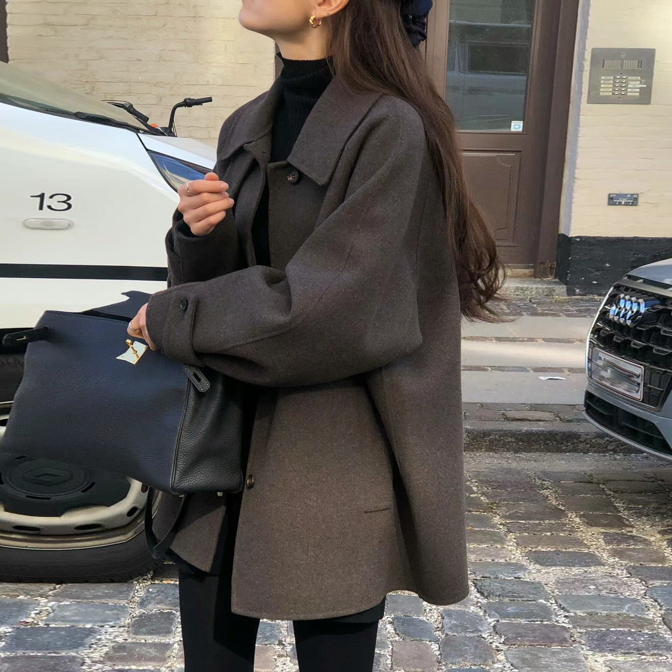Lapel Single Woolen Coat