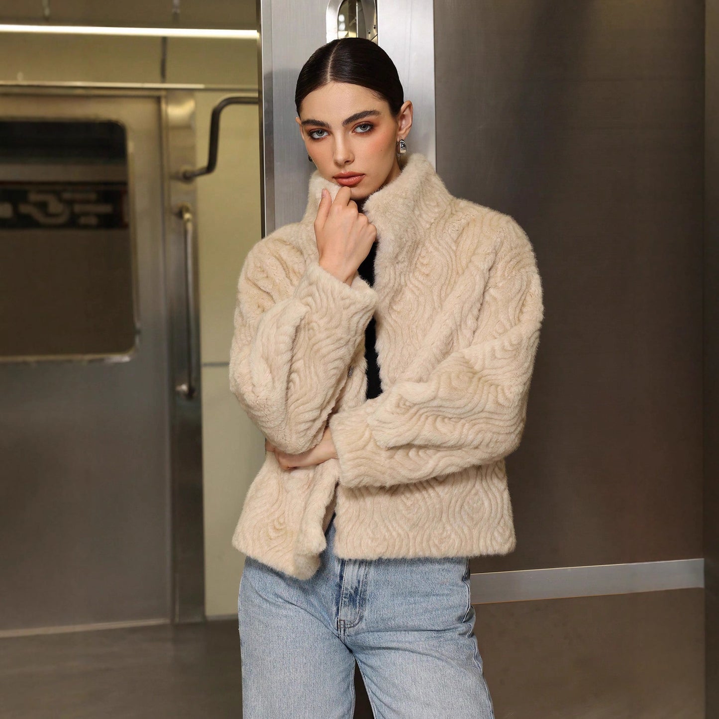 High Neck Long Sleeved Thick Coat