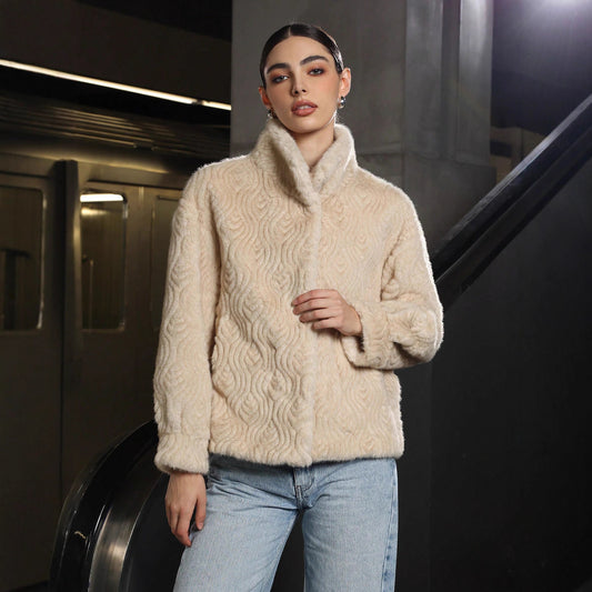 High Neck Long Sleeved Thick Coat