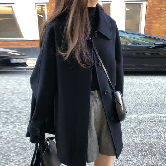 Lapel Single Woolen Coat