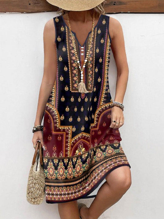 Digital Printed V-neck Dress